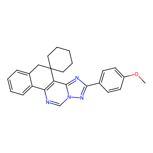 2-(4-methoxyphenyl)-5H-spiro[benzo[h][1,2,4]triazolo[1,5-c]quinazoline-4,1'-cyclohexane] structure