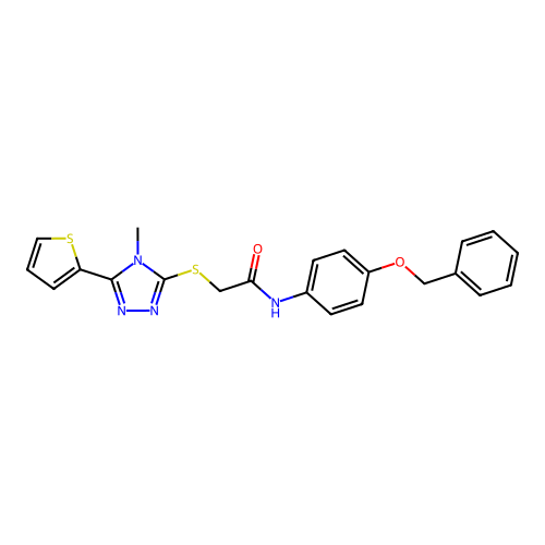 N-[4-(benzyloxy)phenyl]-2-{[4-methyl-5-(thiophen-2-yl)-4H-1,2,4-triazol-3-yl]sulfanyl}acetamide structure