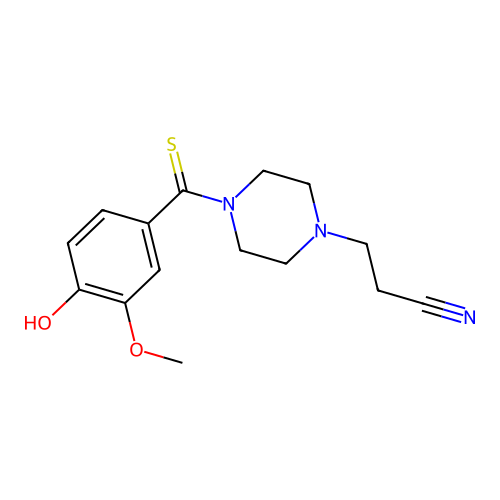 3-(4-(4-Hydroxy-3-methoxyphenylcarbonothioyl)piperazin-1-yl)propanenitrile structure