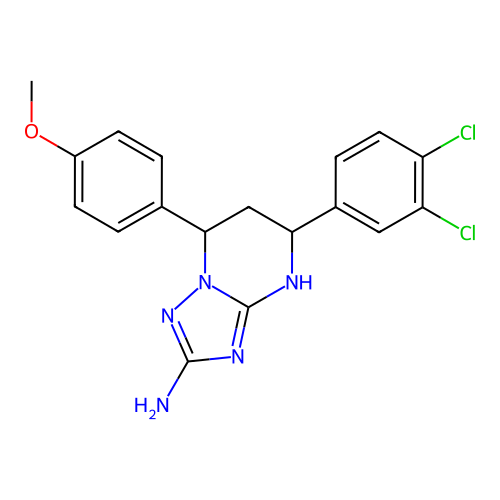 5-(3,4-dichlorophenyl)-7-(4-methoxyphenyl)-4,5,6,7-tetrahydro[1,2,4]triazolo[1,5-a]pyrimidin-2-amine structure
