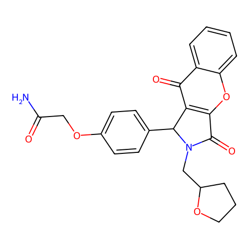 2-[4-[3,9-dioxo-2-(oxolan-2-ylmethyl)-1H-chromeno[2,3-c]pyrrol-1-yl]phenoxy]acetamide structure