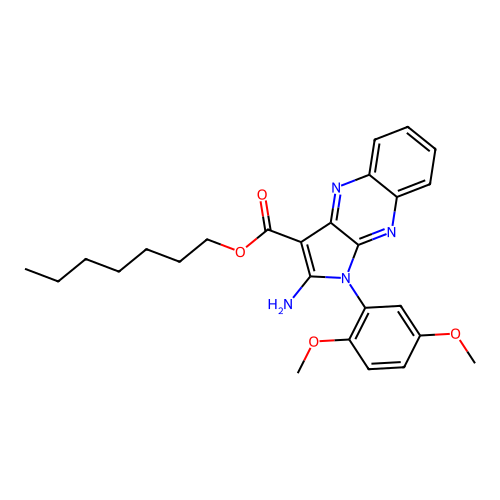 heptyl 2-amino-1-(2,5-dimethoxyphenyl)-1H-pyrrolo[2,3-b]quinoxaline-3-carboxylate structure