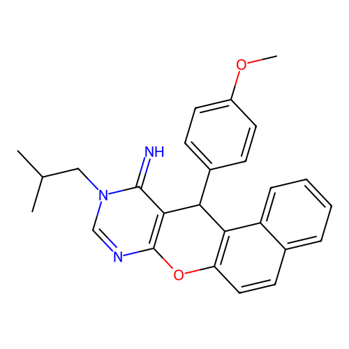 12-(4-methoxyphenyl)-10-(2-methylpropyl)-10,12-dihydro-11H-benzo[5,6]chromeno[2,3-d]pyrimidin-11-imine structure