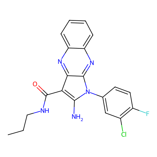 2-amino-1-(3-chloro-4-fluorophenyl)-N-propyl-1H-pyrrolo[2,3-b]quinoxaline-3-carboxamide structure