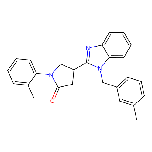 4-(1-(3-methylbenzyl)-1H-benzo[d]imidazol-2-yl)-1-(o-tolyl)pyrrolidin-2-one structure