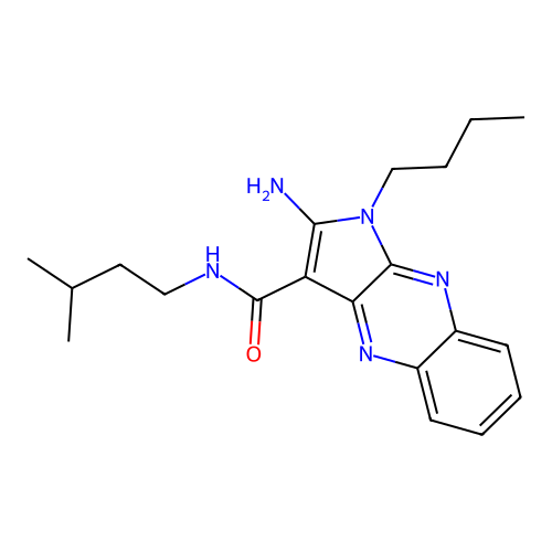 2-amino-1-butyl-N-(3-methylbutyl)-1H-pyrrolo[2,3-b]quinoxaline-3-carboxamide structure