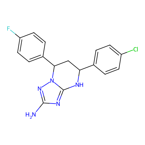 5-(4-chlorophenyl)-7-(4-fluorophenyl)-1,5,6,7-tetrahydro-[1,2,4]triazolo[1,5-a]pyrimidin-2-amine structure