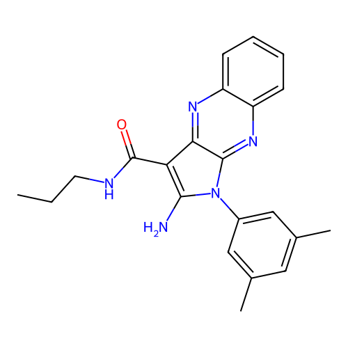 2-amino-1-(3,5-dimethylphenyl)-N-propyl-1H-pyrrolo[2,3-b]quinoxaline-3-carboxamide structure