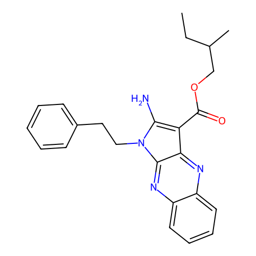 2-methylbutyl 2-amino-1-phenethylpyrrolo[3,2-b]quinoxaline-3-carboxylate structure