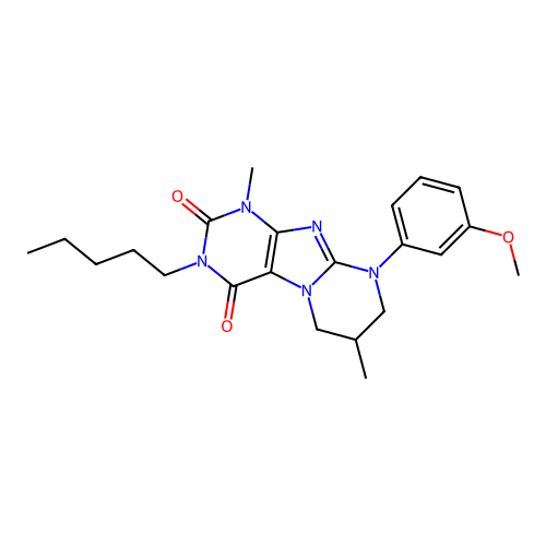 9-(3-methoxyphenyl)-1,7-dimethyl-3-pentyl-6,7,8,9-tetrahydropyrimido[2,1-f]purine-2,4(1H,3H)-dione structure