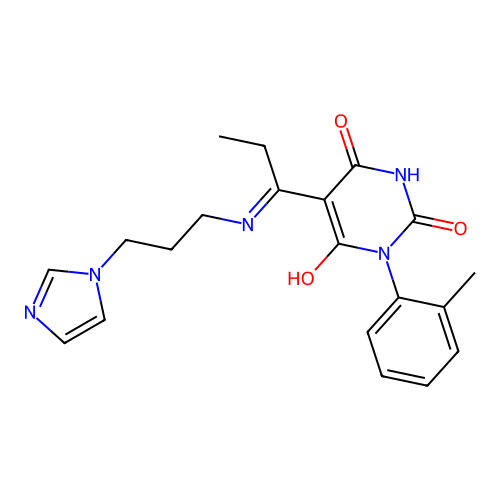 5-[1-(3-imidazol-1-ylpropylamino)propylidene]-1-(2-methylphenyl)-1,3-diazinane-2,4,6-trione structure
