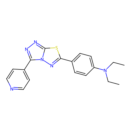 diethyl[4-(3-(4-pyridyl)(1,2,4-triazolo[3,4-b]1,3,4-thiadiazolin-6-yl))phenyl] amine structure