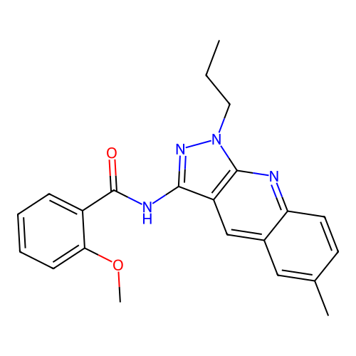 2-methoxy-N-(6-methyl-1-propyl-1H-pyrazolo[3,4-b]quinolin-3-yl)benzamide structure