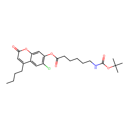 4-butyl-6-chloro-2-oxo-2H-chromen-7-yl 6-((tert-butoxycarbonyl)amino)hexanoate structure