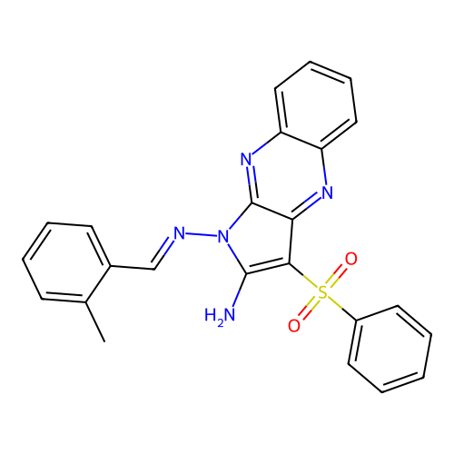 (E)-N1-(2-methylbenzylidene)-3-(phenylsulfonyl)-1H-pyrrolo[2,3-b]quinoxaline-1,2-diamine structure
