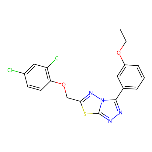 2,4-dichloro-1-{[3-(3-ethoxyphenyl)(1,2,4-triazolo[3,4-b]1,3,4-thiadiazolin-6- yl)]methoxy}benzene structure
