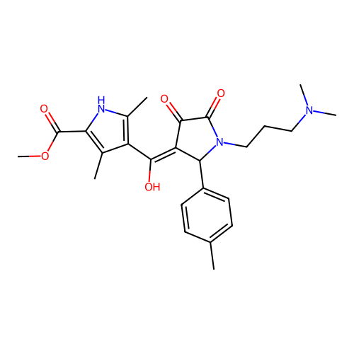 methyl 4-[[1-[3-(dimethylamino)propyl]-2-(4-methylphenyl)-4,5-dioxopyrrolidin-3-ylidene]-hydroxymethyl]-3,5-dimethyl-1H-pyrrole-2-carboxylate structure