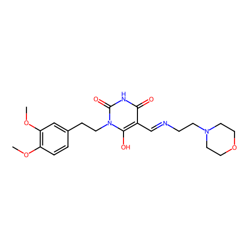 (5E)-1-[2-(3,4-dimethoxyphenyl)ethyl]-5-[(2-morpholin-4-ylethylamino)methylidene]-1,3-diazinane-2,4,6-trione structure