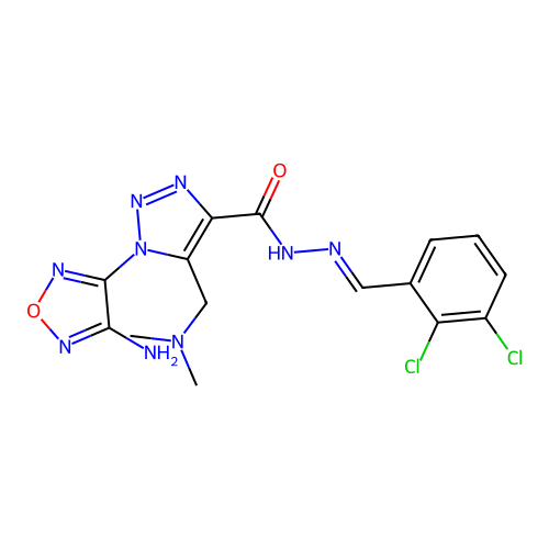 (E)-1-(4-amino-1,2,5-oxadiazol-3-yl)-N'-(2,3-dichlorobenzylidene)-5-((dimethylamino)methyl)-1H-1,2,3-triazole-4-carbohydrazide structure
