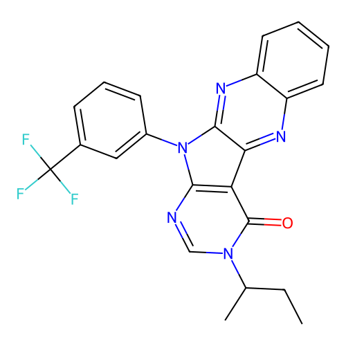 3-(butan-2-yl)-11-[3-(trifluoromethyl)phenyl]-3,11-dihydro-4H-pyrimido[5',4':4,5]pyrrolo[2,3-b]quinoxalin-4-one structure