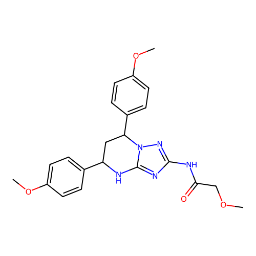 N-(5,7-bis(4-methoxyphenyl)-4,5,6,7-tetrahydro-[1,2,4]triazolo[1,5-a]pyrimidin-2-yl)-2-methoxyacetamide structure