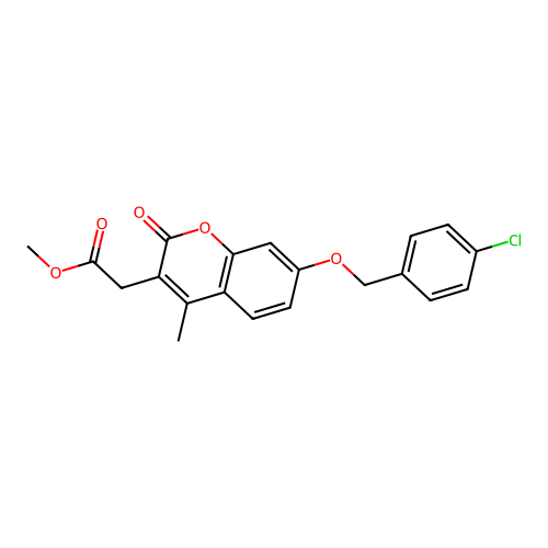 methyl {7-[(4-chlorobenzyl)oxy]-4-methyl-2-oxo-2H-chromen-3-yl}acetate structure