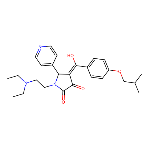 (4E)-1-(2-diethylaminoethyl)-4-[hydroxy-[4-(2-methylpropoxy)phenyl]methylidene]-5-pyridin-4-ylpyrrolidine-2,3-dione structure