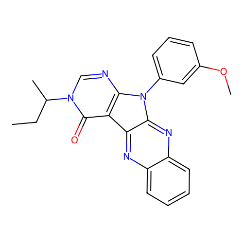 3-(butan-2-yl)-11-(3-methoxyphenyl)-3,11-dihydro-4H-pyrimido[5',4':4,5]pyrrolo[2,3-b]quinoxalin-4-one structure