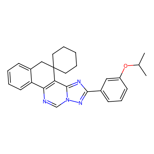 2-(3-isopropoxyphenyl)-5H-spiro[benzo[h][1,2,4]triazolo[1,5-c]quinazoline-4,1'-cyclohexane] structure