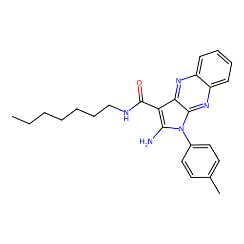 2-amino-N-heptyl-1-(4-methylphenyl)-1H-pyrrolo[2,3-b]quinoxaline-3-carboxamide structure