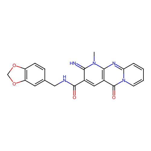 N-(1,3-benzodioxol-5-ylmethyl)-2-imino-1-methyl-5-oxo-1,5-dihydro-2H-dipyrido[1,2-a:2',3'-d]pyrimidine-3-carboxamide structure