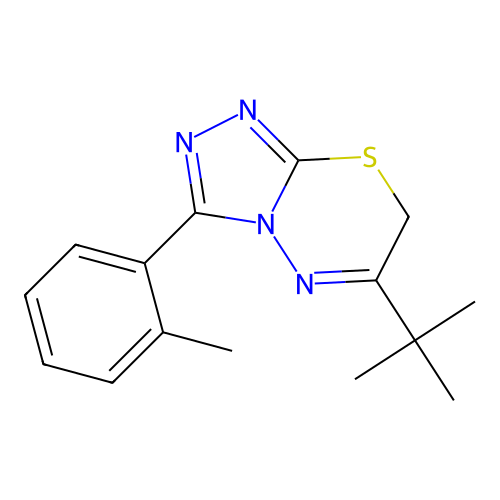 6-tert-butyl-3-(2-methylphenyl)-7H-[1,2,4]triazolo[3,4-b][1,3,4]thiadiazine structure