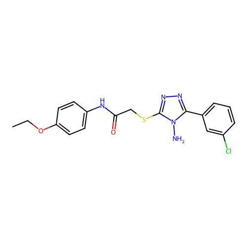 2-[4-amino-5-(3-chlorophenyl)(1,2,4-triazol-3-ylthio)]-N-(4-ethoxyphenyl)aceta mide structure