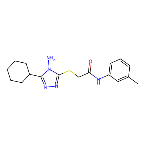 2-((4-amino-5-cyclohexyl-4H-1,2,4-triazol-3-yl)thio)-N-(m-tolyl)acetamide structure