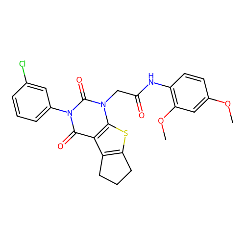 2-(3-(3-chlorophenyl)-2,4-dioxo-2,3,4,5,6,7-hexahydro-1H-cyclopenta[4,5]thieno[2,3-d]pyrimidin-1-yl)-N-(2,4-dimethoxyphenyl)acetamide structure