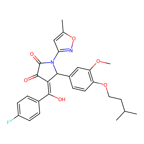 4-(4-fluorobenzoyl)-3-hydroxy-5-[3-methoxy-4-(3-methylbutoxy)phenyl]-1-(5-methyl-1,2-oxazol-3-yl)-2,5-dihydro-1H-pyrrol-2-one structure