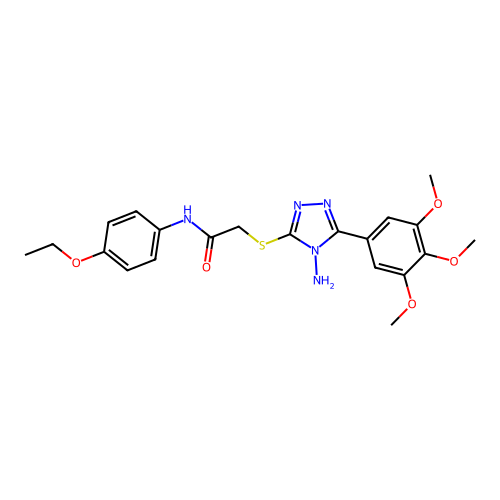 2-[4-amino-5-(3,4,5-trimethoxyphenyl)(1,2,4-triazol-3-ylthio)]-N-(4-ethoxyphen yl)acetamide structure