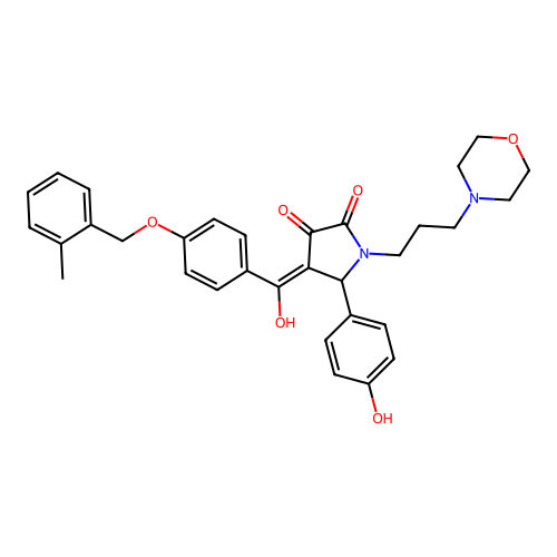 (4E)-4-[hydroxy-[4-[(2-methylphenyl)methoxy]phenyl]methylidene]-5-(4-hydroxyphenyl)-1-(3-morpholin-4-ylpropyl)pyrrolidine-2,3-dione structure