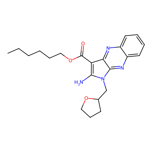 hexyl 2-amino-1-(oxolan-2-ylmethyl)pyrrolo[3,2-b]quinoxaline-3-carboxylate structure