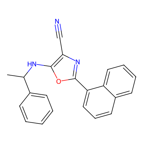 2-(Naphthalen-1-yl)-5-[(1-phenylethyl)amino]-1,3-oxazole-4-carbonitrile structure