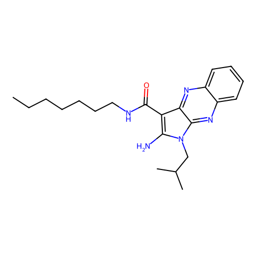 2-amino-N-heptyl-1-(2-methylpropyl)-1H-pyrrolo[2,3-b]quinoxaline-3-carboxamide structure