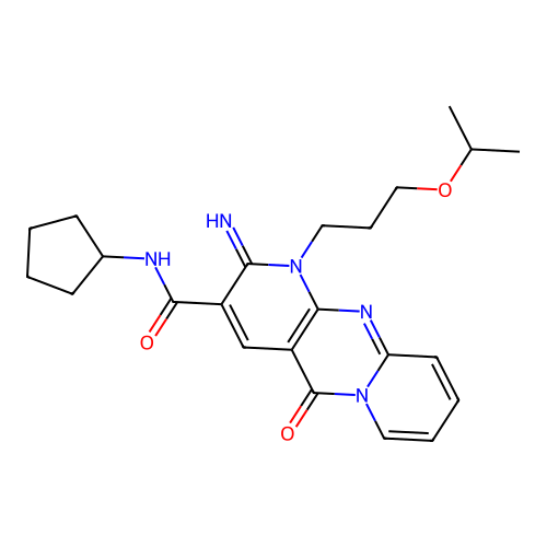 N~3~-cyclopentyl-2-imino-1-(3-isopropoxypropyl)-5-oxo-1,5-dihydro-2H-dipyrido[1,2-a:2,3-d]pyrimidine-3-carboxamide structure