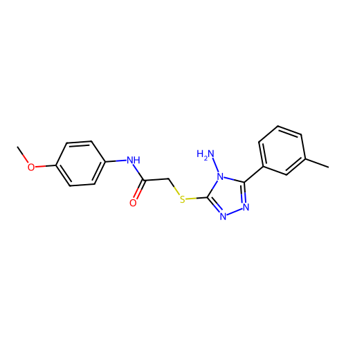 2-((4-amino-5-(m-tolyl)-4H-1,2,4-triazol-3-yl)thio)-N-(4-methoxyphenyl)acetamide structure