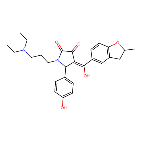 1-[3-(diethylamino)propyl]-3-hydroxy-5-(4-hydroxyphenyl)-4-(2-methyl-2,3-dihydro-1-benzofuran-5-carbonyl)-2,5-dihydro-1H-pyrrol-2-one structure