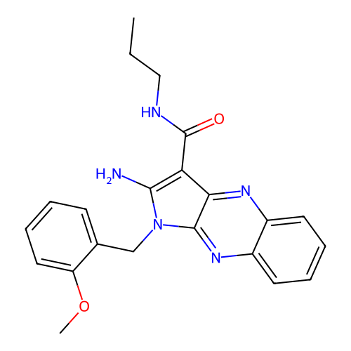 2-amino-1-(2-methoxybenzyl)-N-propyl-1H-pyrrolo[2,3-b]quinoxaline-3-carboxamide structure