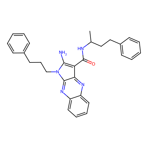 2-amino-N-(4-phenylbutan-2-yl)-1-(3-phenylpropyl)-1H-pyrrolo[2,3-b]quinoxaline-3-carboxamide structure