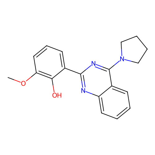 2-Methoxy-6-(4-(pyrrolidin-1-yl)quinazolin-2-yl)phenol structure