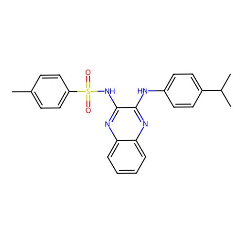 4-methyl-N-(3-{[4-(propan-2-yl)phenyl]amino}quinoxalin-2-yl)benzenesulfonamide structure