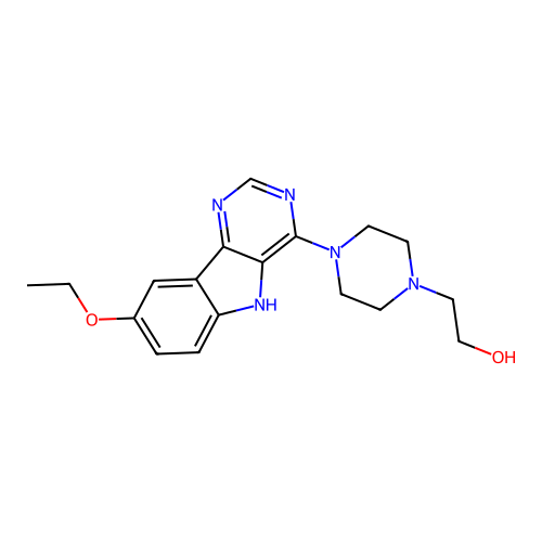2-[4-(8-ethoxy-5H-pyrimido[5,4-b]indol-4-yl)piperazin-1-yl]ethanol structure
