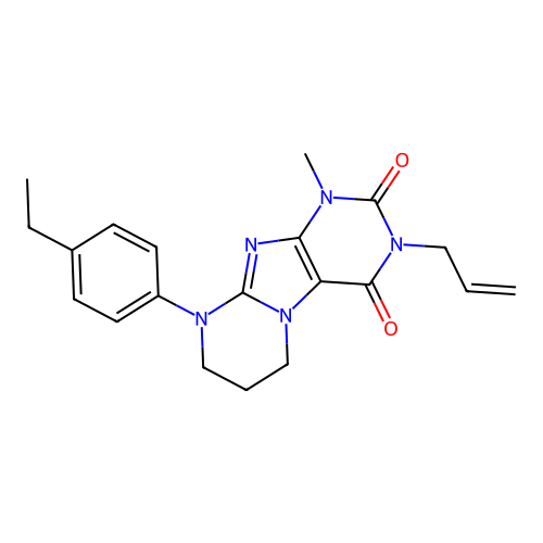 3-allyl-9-(4-ethylphenyl)-1-methyl-6,7,8,9-tetrahydropyrimido[2,1-f]purine-2,4(1H,3H)-dione structure